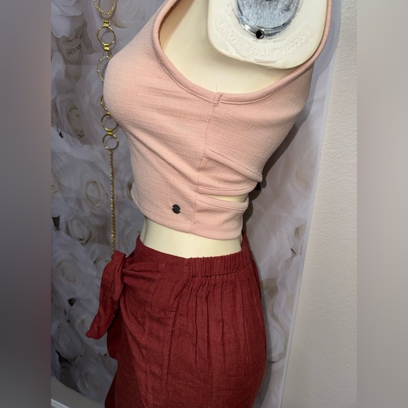 Maroon Boho Japna wrap Linen palazzo Pants size XS - Picture 4 of 9